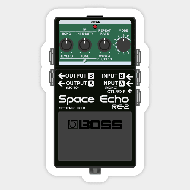 Boss RE-2 Space Echo Guitar Effect Pedal Sticker by conform